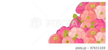 Flower banner for flyer, card background design vector illustration. Floral poster for spring, summer sale. Special advertising poster for flower shop 97631169