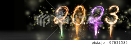 Happy New Year Background. Start to 2023. 3D illustration Happy New Year Background. Start to 2023. 3D illustration 97631582