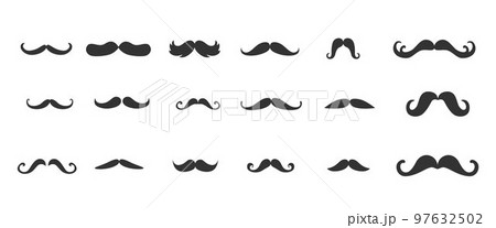 Moustache silhouette set. Vector stock illustration isolated on white background for photo booth box, barber shop logo. EPS10 Moustache silhouette set. Vector stock illustration isolated on white background for photo booth box, barber shop logo. EPS10 97632502