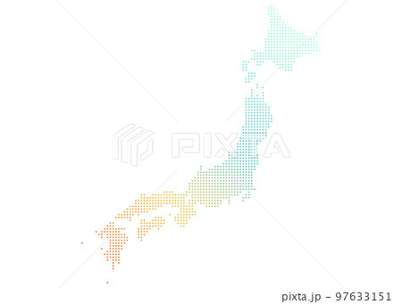 ふんわり可愛い 虹色 パステルカラーのおしゃれな日本地図のイラスト 97633151
