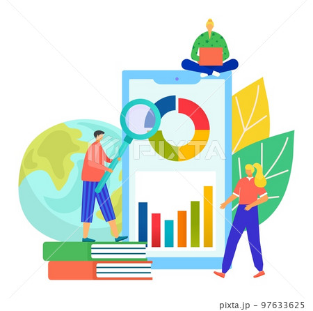 Web analytics, vector illustration. Business people chacater make analysis at flat computer screen technology, website concept. Web analytics, vector illustration. Business people chacater make analysis at flat computer screen technology, website concept. 97633625