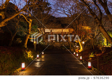 冬の京都 嵐山花灯路 常寂光寺ライトアップ 参道と仁王門 冬の京都 嵐山花灯路 常寂光寺ライトアップ 参道と仁王門 97636290