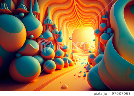 designer fantastic fabulous interior of a cozy room with a portal to Another dimension on the wall designer fantastic fabulous interior of a cozy room with a portal to Another dimension on the wall 97637063