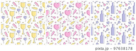 Set of Happy Valentine's Day Seamless Pattern Design with Decoration in Template Hand Drawn Cartoon Flat Illustration Set of Happy Valentine's Day Seamless Pattern Design with Decoration in Template Hand Drawn Cartoon Flat Illustration 97638178