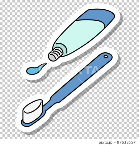 Sticker-style single item icon toothpaste toothbrush Sticker-style single item icon toothpaste toothbrush 97638557
