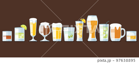 set of beer and cocktail glasses vector illustration 97638895