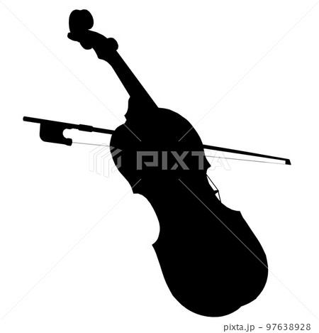 バイオリンのおしゃれなシルエットイラスト素材 97638928
