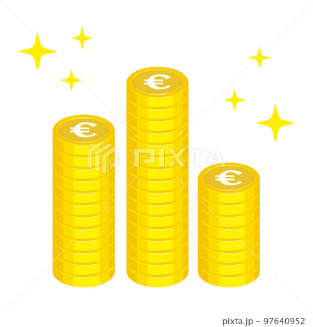 積まれたコインのイラスト　(ユーロ) 97640952