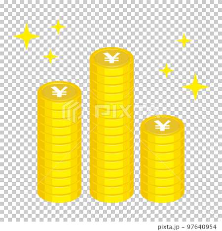 積まれたコインのイラスト　日本円/人民元 97640954
