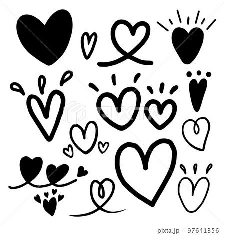 Set of doodle heart handdrawn collection for element, card, template, sticker  97641356