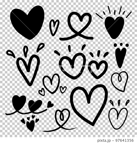 Set of doodle heart handdrawn collection for element, card, template, sticker  97641356