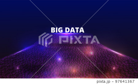 Big data flow. Abstract technology background. Binary code. Information encryption. Digital communication funnel. Cyber energy connect. One or zero symbols. Vector illustration pattern 97641367