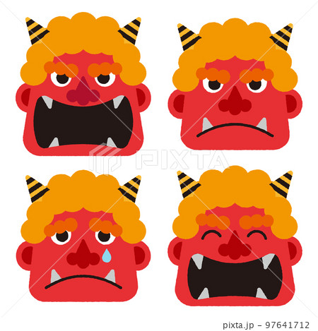 いろいろな表情の赤鬼のイラストセット いろいろな表情の赤鬼のイラストセット 97641712