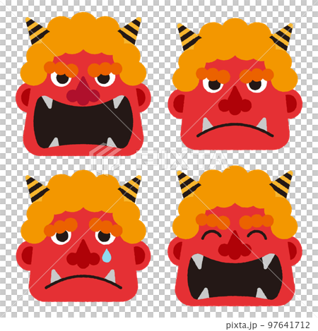 Illustration set of red demons with various expressions Illustration set of red demons with various expressions 97641712