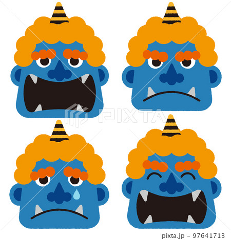 いろいろな表情の青鬼のイラストセット いろいろな表情の青鬼のイラストセット 97641713