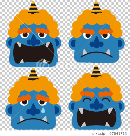 いろいろな表情の青鬼のイラストセット いろいろな表情の青鬼のイラストセット 97641713