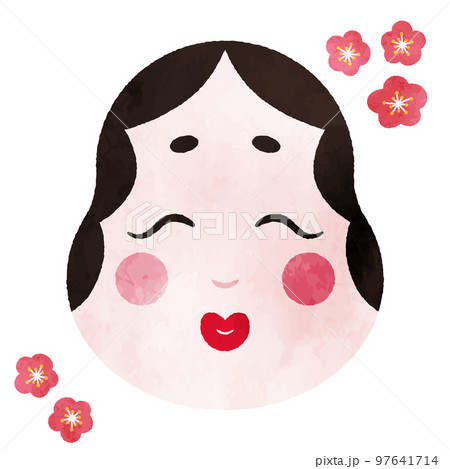 水彩タッチのお多福のイラスト 水彩タッチのお多福のイラスト 97641714