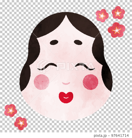 水彩タッチのお多福のイラスト 水彩タッチのお多福のイラスト 97641714