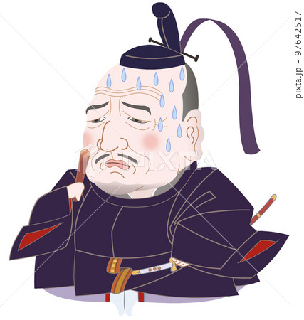 悩む徳川家康　肖像画　デフォルメ 97642517