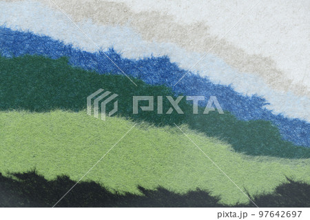 和紙による稜線(山並み)イメージの背景素材 和紙による稜線(山並み)イメージの背景素材 97642697