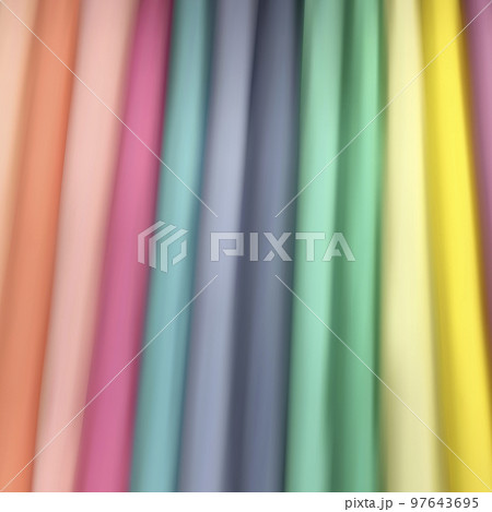 Collection of fabrics. Satin, silk, cotton. Textiles, beauty and fashion. eps 10 97643695