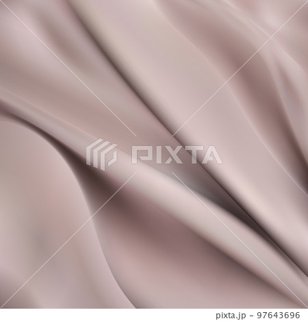 Satin Silky Cloth,Fabric Textile Drape with Crease Wavy Folds.with soft waves,waving in the wind.Texture of crumpled paper. Milk,Yogurt,Cream or cosmetics product Curl background. eps 10 97643696