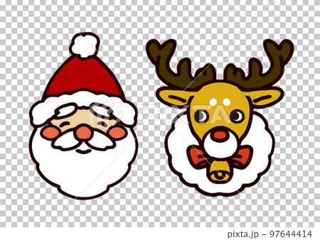 Smiling cute santa and reindeer icon 97644414