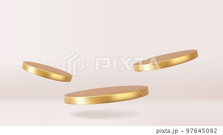 3d gold round podium with shadow. 97645092