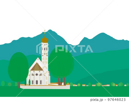 聖コロマン教会　st. coloman　シュヴァンガウ　schwangau　バイエルン　ドイツ　夏 97646023