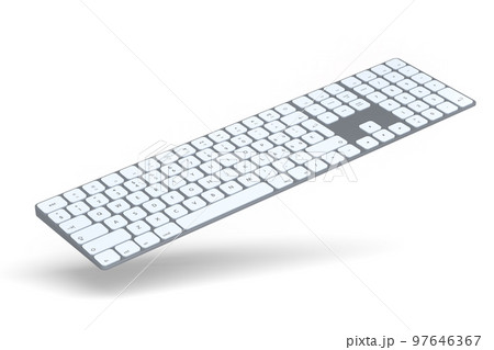 Modern aluminum computer keyboard isolated on white background. 97646367