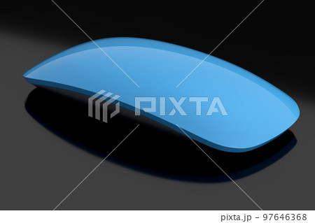 Realistic blue wireless computer mouse with touch isolated on black background. Realistic blue wireless computer mouse with touch isolated on black background. 97646368