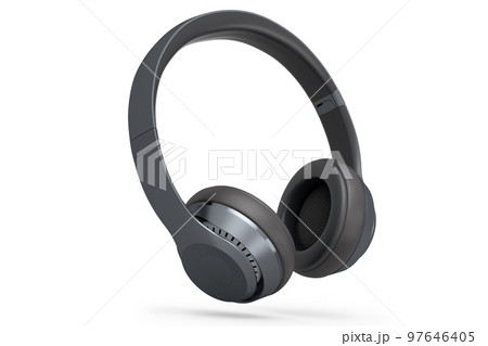 Gaming headphones and concept of music equipment isolated on white background. Gaming headphones and concept of music equipment isolated on white background. 97646405