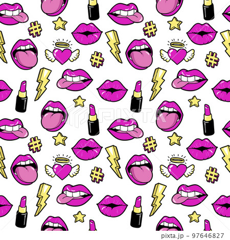 Seamless pattern with fashion patches. Seamless pattern with fashion patches. 97646827