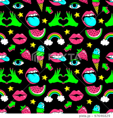 Seamless pattern with fashion patches. 97646829