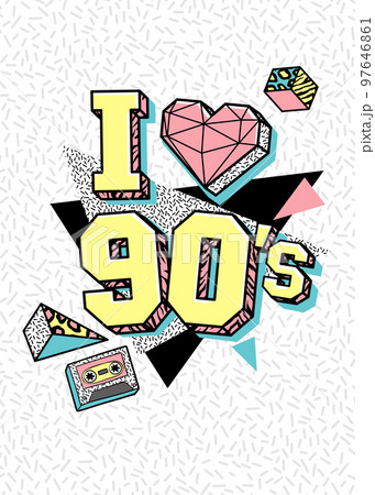 Poster in 80s-90s memphis style. Poster in 80s-90s memphis style. 97646861