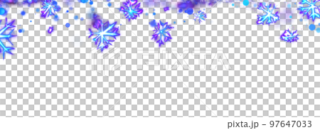 Merry Christmas and Happy New Year blue glowing snowflake background. Neon lights. Shining winter backdrop, xmas. Fluorescent, luminescent illumination. Png 97647033