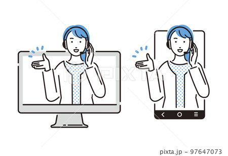 人物 オンラインで案内するサポートセンターの女性 97647073