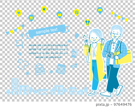 旅行外出的一對年長夫婦矢量圖素材 97649476