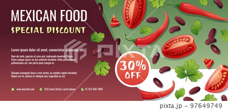 Discount voucher, mexican food template design....のイラスト素材 [97649749 ...