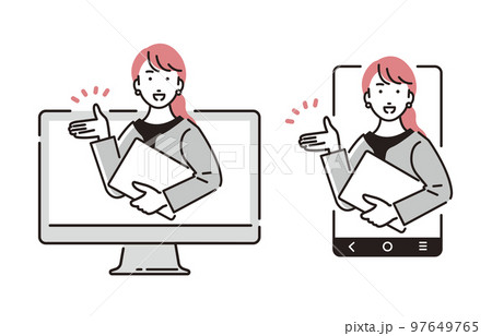 人物 オンラインで案内するビジネスパーソン女性 97649765