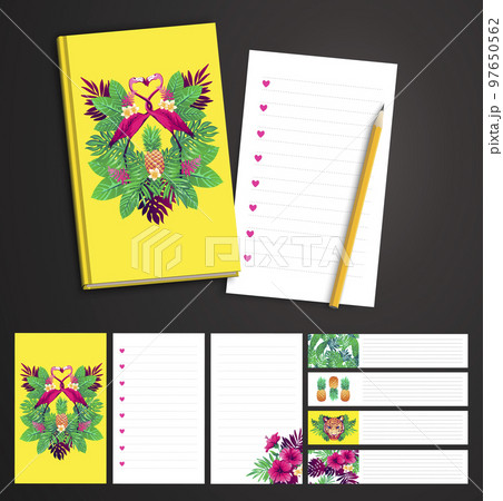 Tropical vector printable set. 97650562