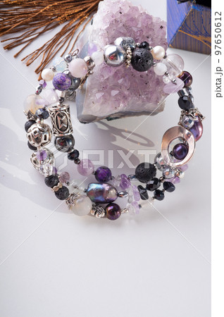 stylish jewelry bracelet with semiprecious and...の写真素材