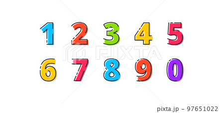 Vector cute flat line alphabet numbers from 1 to 0 97651022