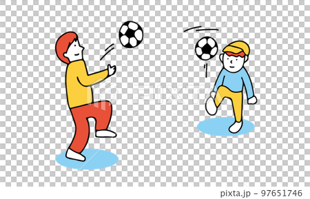 リフティングの練習をする親子のイラスト 97651746