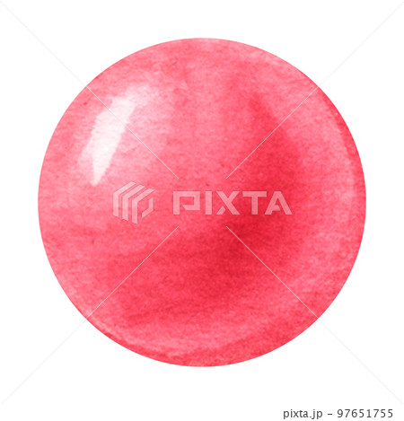 Round pink ball, circle, bead. Hand drawn watercolor illustration. Isolated on white background. Happy birthday, Valentine's Day Round pink ball, circle, bead. Hand drawn watercolor illustration. Isolated on white background. Happy birthday, Valentine's Day 97651755