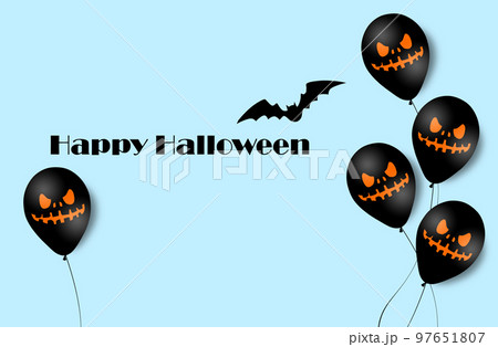 Halloween Banner with Halloween Ghost Balloons. Scary air balloons. Illustration. Pattern Halloween Banner with Halloween Ghost Balloons. Scary air balloons. Illustration. Pattern 97651807