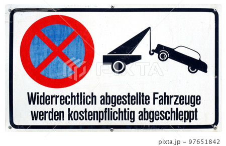 German sign transparent PNG. Vehicles illegally parked will be t 97651842