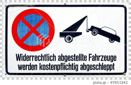 German sign transparent PNG. Vehicles illegally parked will be t 97651842