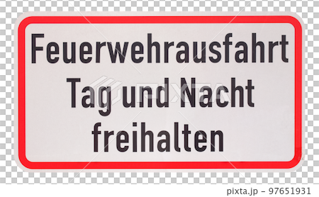 German sign transparent PNG. Fire department exit, keep clear da 97651931