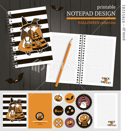 Halloween vector printable set. 97653281